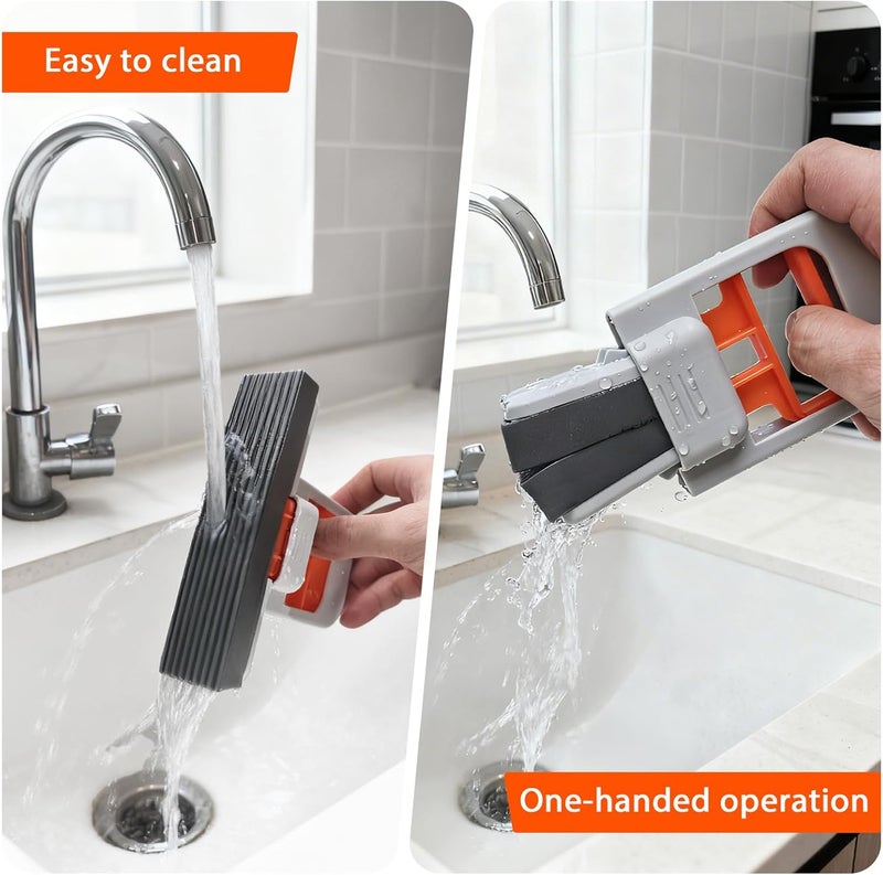 NBBCH Mini Foldable Wet Dry Use Squeeze Small Mop, Mini Mop for Small Spaces, Black Portable Cleaning Sponge Mops for Desktop, Kitchen, Counter, Glass, Tile - Image 4